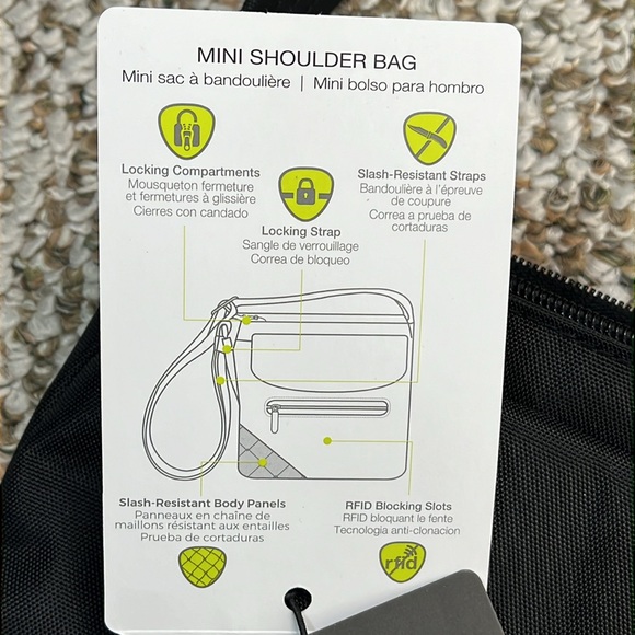 TRAVELON CROSSBODY Travel Black Anti-Theft Classic Mini Shoulder Bag NWT - Picture 13 of 17